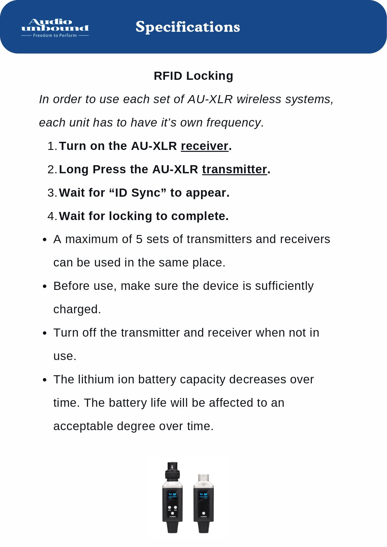 AU-XLR Wireless XLR System