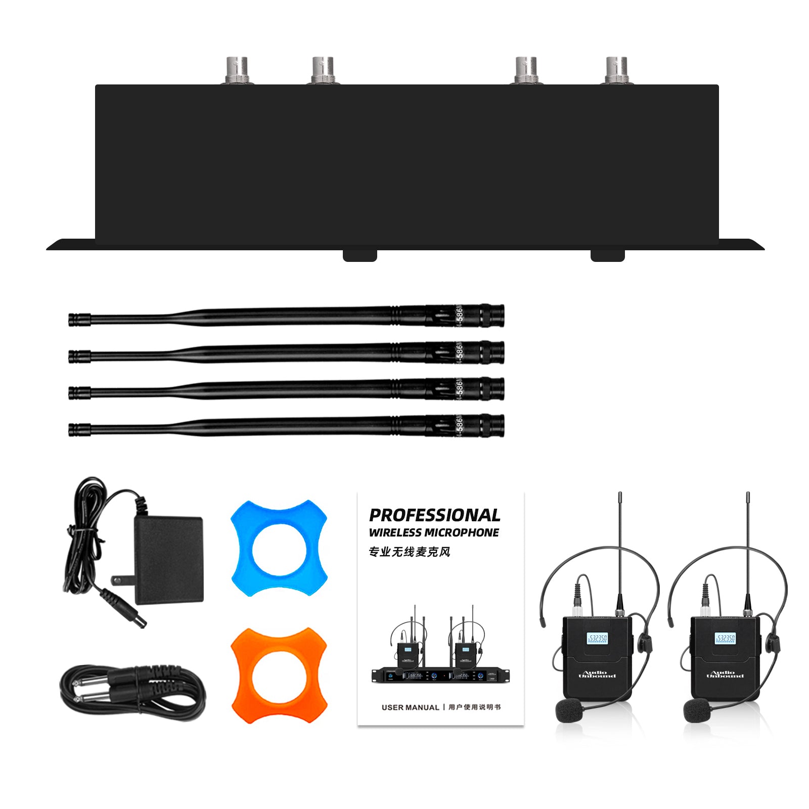 AU-M100 Pro Dual Channel Wireless Headset & Lavalier Microphone